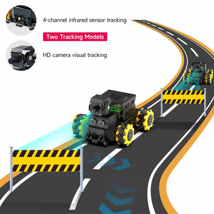 Yahboom Raspbot V2 AI Vision Robot Car Kit, Mecanum Wheel, Camera, Educational DIY Python Programming for Raspberry Pi 5