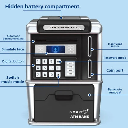 Smart Electronic ATM Piggy Bank for Boys and Girls Password Lock Coin and Banknote Savings Anti-Theft Toy with Music Kids Gift