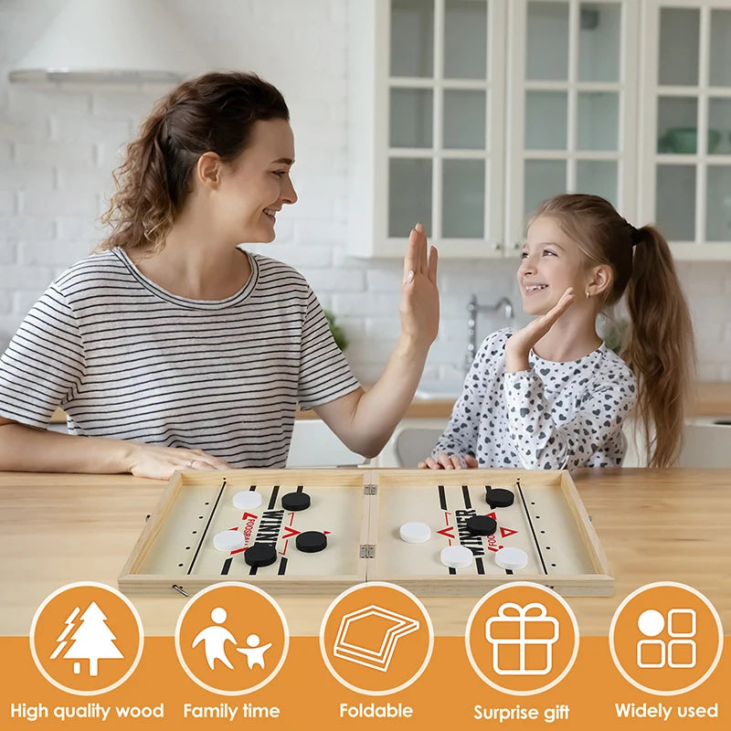 Foldable Foosball Winner Games Table - Hockey Catapult Chess - Parent-Child Fast Sling Puck Board - Party Toy for Children & Adults
