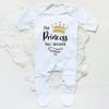 The Princess Has Arrived Print Baby Babygrow Sleepsuit – Newborn Coming Home Vest Bodysuit, Hospital Clothes, Infant Shower Gift