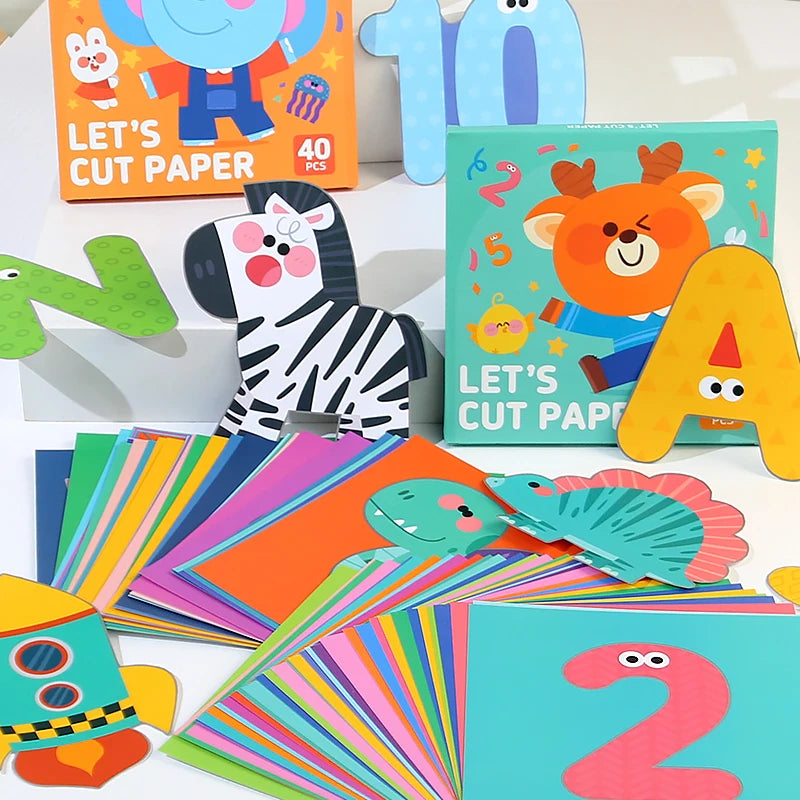 Children’s Craft Toy – Cartoon Animal Origami Paper Cutting Book, Paper Cut Puzzle for Early Learning and Educational Gifts