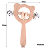 1-Pack Beech Wood Baby Teether - Wooden Animal Ring Nursing Pendant Rattle Chew Toy Rabbit Owl