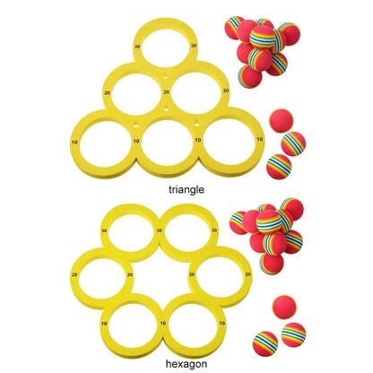 Pool Floating Toss Game with 10 Rainbow Balls – Floating Throwing Ring for Kids & Adults