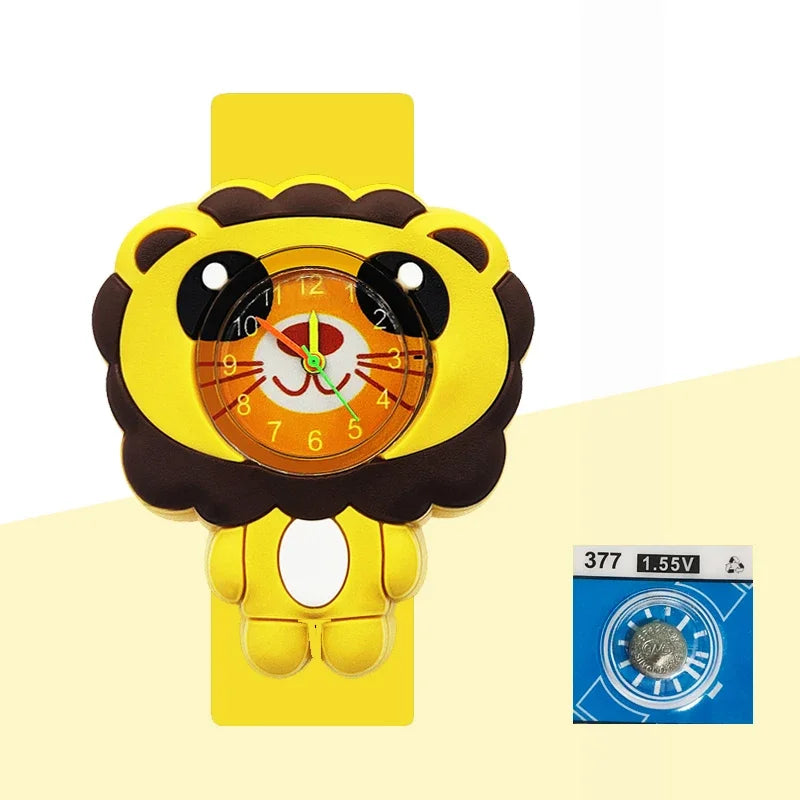 Children’s Cartoon Watch for Ages 2-14 Boys and Girls Soft Silicone Slap Bracelet Student Wristwatch