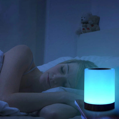 Touch Lamp LED Night Light Portable Rechargeable Warm White RGB Table Bedside Lamp for Kids Gift