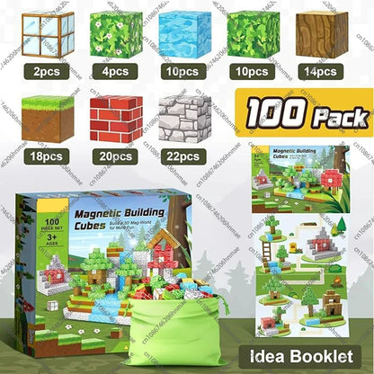 Magnetic Building Blocks – Montessori STEM Educational Sensory Toys for Mine World, DIY Magnet Cube Gift for Kids Boys and Girls Ages 3+