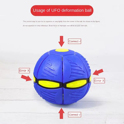 Magic Flying Saucer Stomp Ball - 24 cm (9.5 in) Bouncy Transforming Puzzle Ball for Kids & Pets, Indoor/Outdoor
