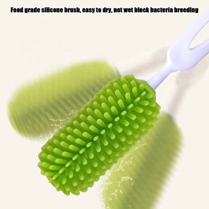 Bottle Drying Rack with Detachable Silicone Brush, Pacifier Brush, and Drying Holder Box for Baby Feeding Bottle Deep Cleaning