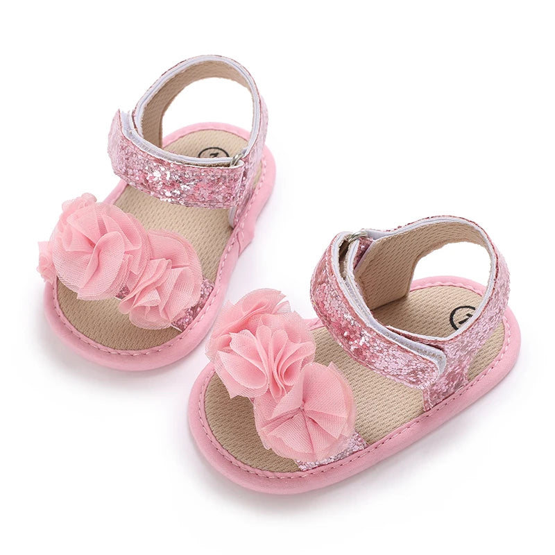 Summer Newborn Infant Baby Girls Princess First Walker Shoes – Soft Sole Sandals & Beach Slippers