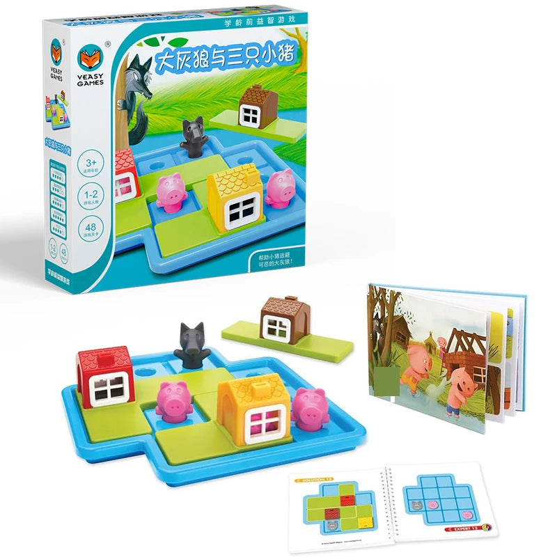 Pig Board Game, Little Red Riding Hood Smart Hide & Seek, Board Game with Solution, Skill-Building Puzzle Toy, Children Gift