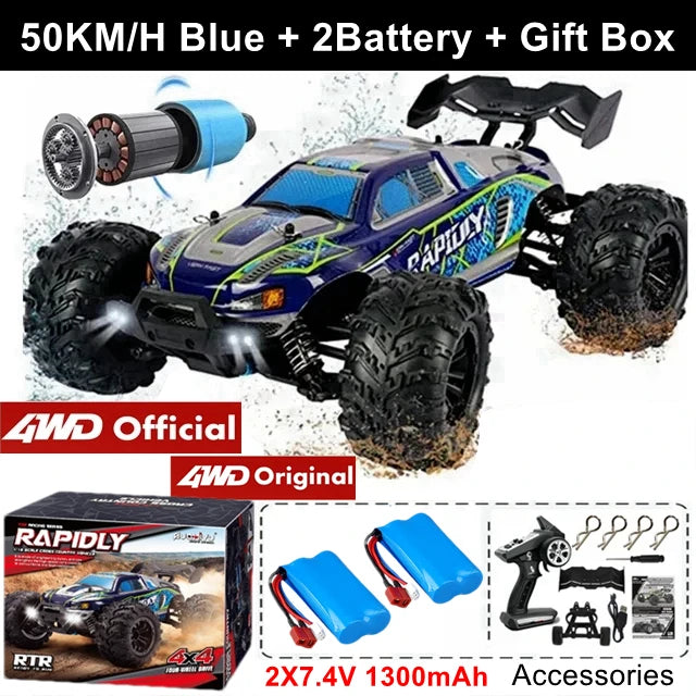 1:16 Brushless RC Drift Car with 80km/h Speed and LED Lights 4WD