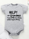 “Help Call Grandma” Letter Print Newborn Infant Rompers – Cute Short Sleeve Toddler Jumpsuit – Fashion Baby Boy & Girl Bodysuit