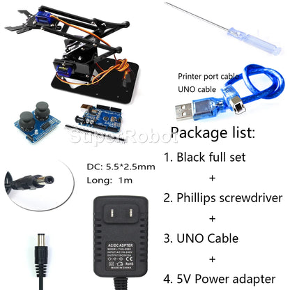 SG90 4 DOF Unassembled Acrylic Mechanical Robot Manipulator Claw for Arduino, UNO Programmable DIY Robot Arm Starter Kit
