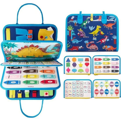 Number Creative Felt Busy Board – Cute Cartoon DIY 3D Quiet Activity Cloth Book with Handle, Portable Fine Motor Skills Toy for Babies