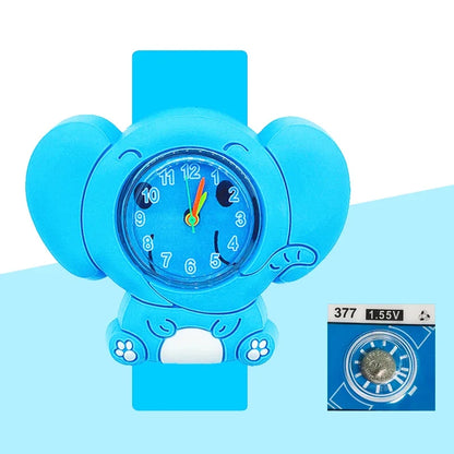 Children’s Cartoon Watch for Ages 2-14 Boys and Girls Soft Silicone Slap Bracelet Student Wristwatch