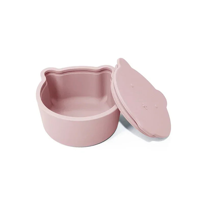 100% Food Grade Silicone Animal Pattern Feeding Box with Lid - BPA-Free Soft Baby Silicone Food Storage Box