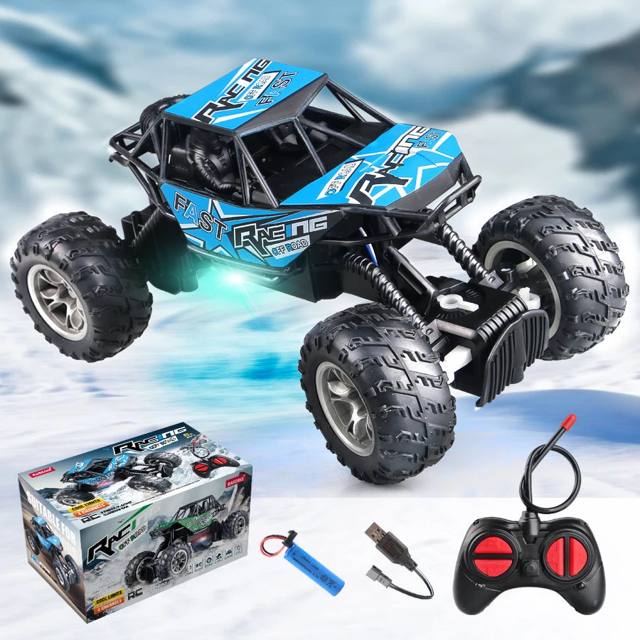 4-Way Remote Control Car with Lights and Anti-Slip Rubber Tires
