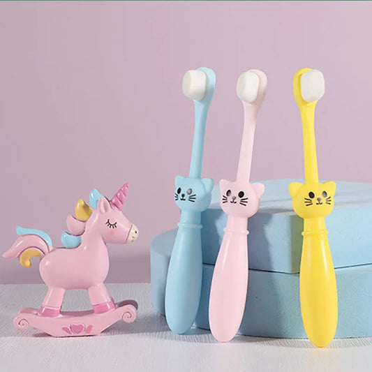 Children's Cartoon Cat Toothbrush, Super Soft Bristles, High Quality Training Toothbrush for 1-6Y Kids Dental Care