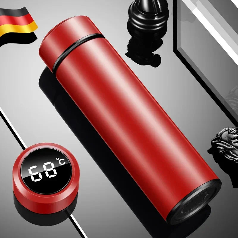 500ml (16.9 fl oz) Temperature Display Stainless Steel Vacuum Insulated Divided Thermos Bottle — Leakproof Travel Flask, Father's Day Gift
