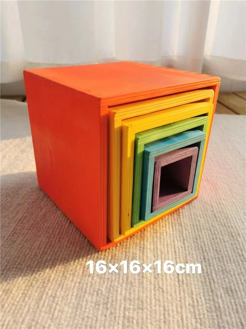 High-Quality Wooden Lime Wood Rainbow Arch Stacking Blocks – Color Sorting Peg Dolls, Balls, and Slats for Kids Play