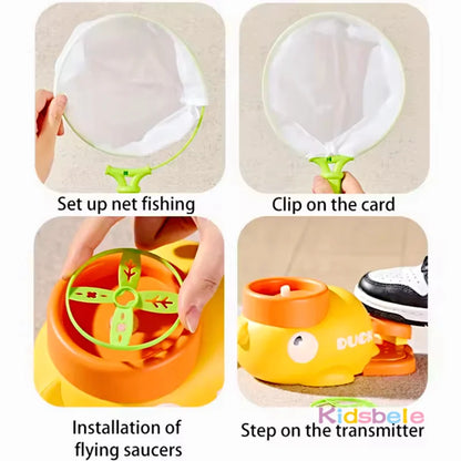 Flying Disc Shooter Duck Saucer Outdoor Yard Shooting and Catching Training Toy for Kids