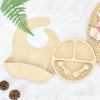 4Pcs Baby Safe Silicone Dining Plate Set - Cute Cartoon Smile Face Children Dishes, Retro Kids Tableware Set (BPA-Free)