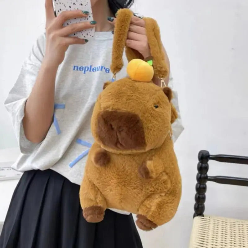 Cute Capybara Dolphin Plush Backpack – Dual-Purpose Shoulder Bag and Tote for Kids