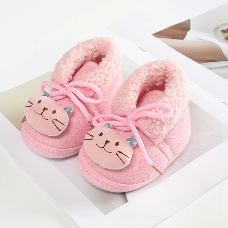 Jlong Winter Newborn Soft Sole First Walker Baby Shoes – Fur Warm Snow Boots for Girls (0-18 Months)