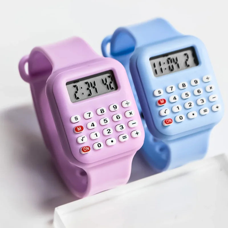 Creative Kids Cartoon LED Digital Watch with Calculator Function Sports Electronic Watch for Boys and Girls Student Gift