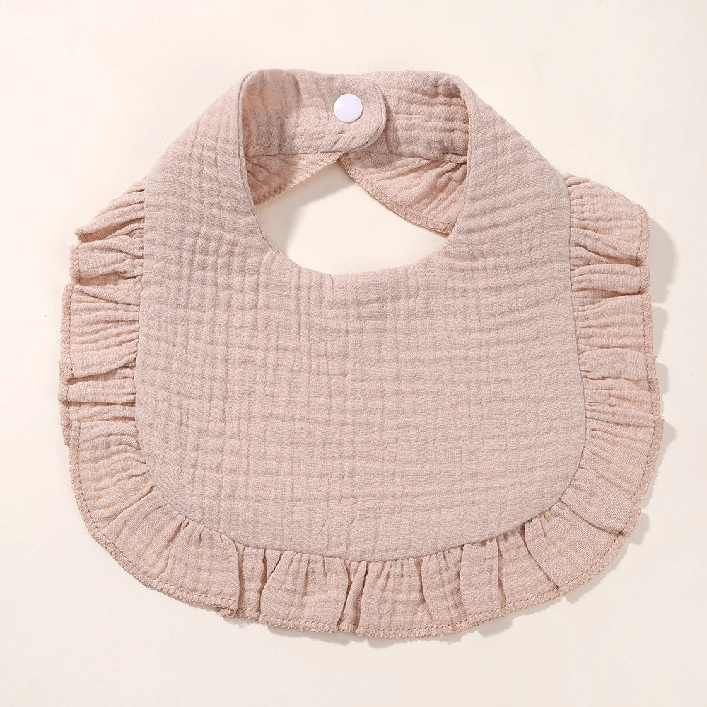 Newborn Baby Bibs & Burp Cloths | Solid Color Toddler Bandana Feeding Bibs, Ruffle Saliva Towel for Drool, Baby Accessories - Kidzy Market
