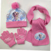 Disney Frozen Elsa and Anna Winter Accessories Set – 3-Piece Scarf, Hat, and Gloves for Kids, Keep Warm Knitting Woolen Yarn Cap