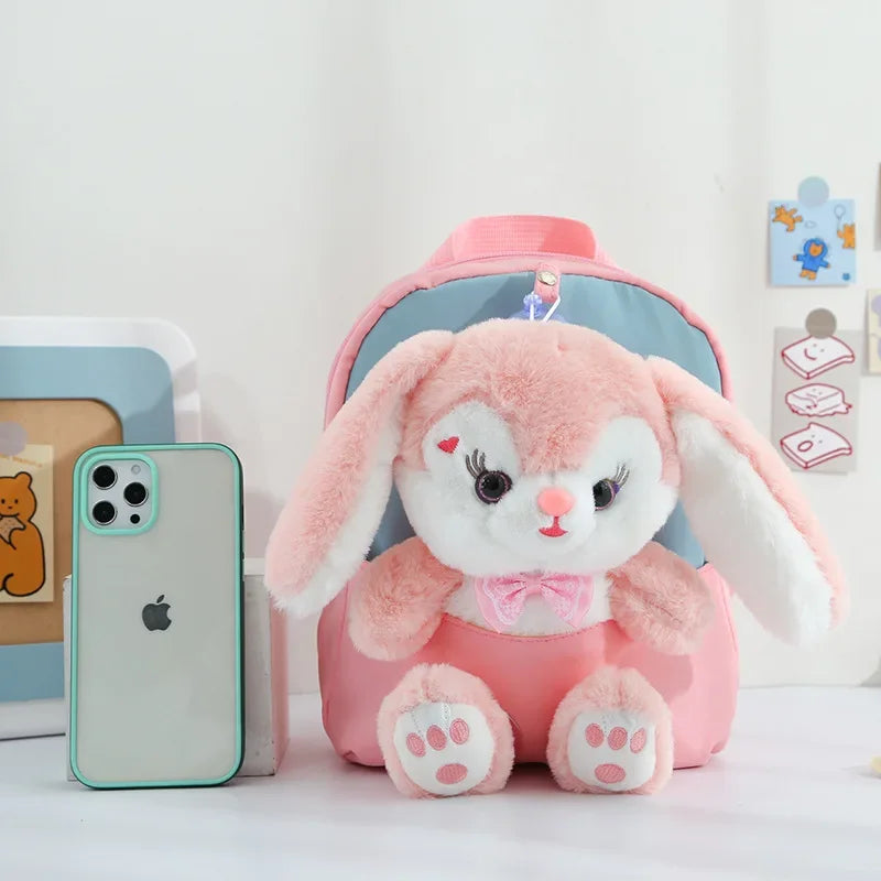 Cartoon Kindergarten Backpack – Cute Plush Rabbit Doll School Bag for New Children - Kidzy Market