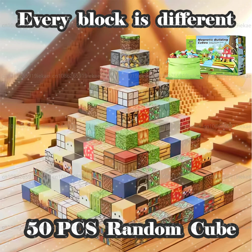 Magnetic Building Blocks – Mine World Cube Magnet Set for Kids Age 3+, DIY STEM Model, Best Montessori Sensory Toy for Children