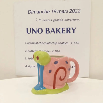 260ml (8.8 fl oz) Snail Porcelain Ceramic Mug with Handle — Cute Cartoon Coffee & Milk Tea Cup for Kids, Gift