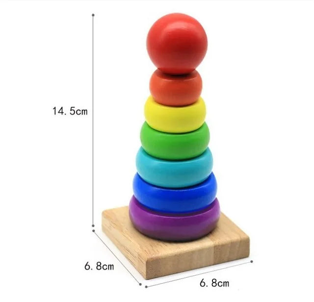 Educational Wooden Toys – Geometric Shapes Montessori Puzzle, Color Sorting Math Bricks for Baby, Preschool Learning Game