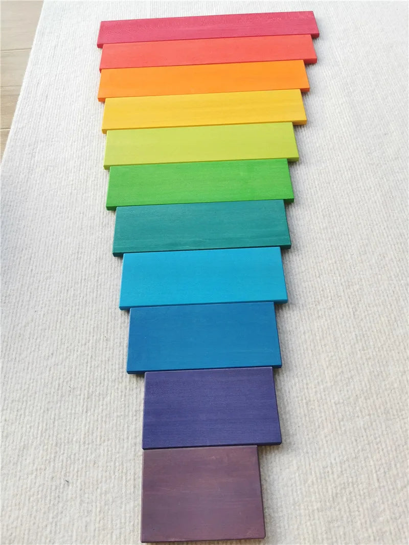 High-Quality Wooden Lime Wood Rainbow Arch Stacking Blocks – Color Sorting Peg Dolls, Balls, and Slats for Kids Play