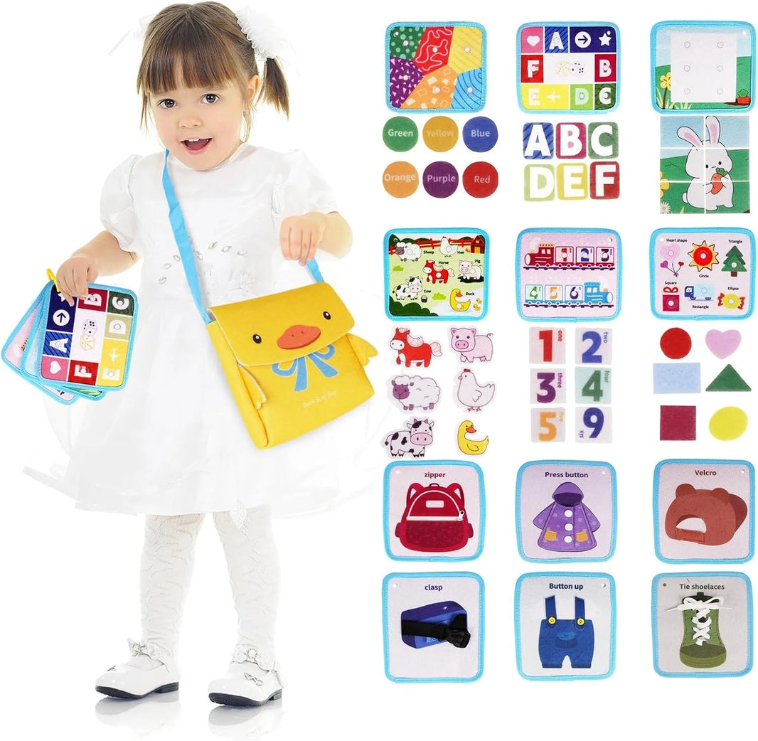 Montessori Busy Board for Toddlers – Quiet 3D Activity Book, Sensory Learning Toy, Dollhouse Bag, Birthday Gift