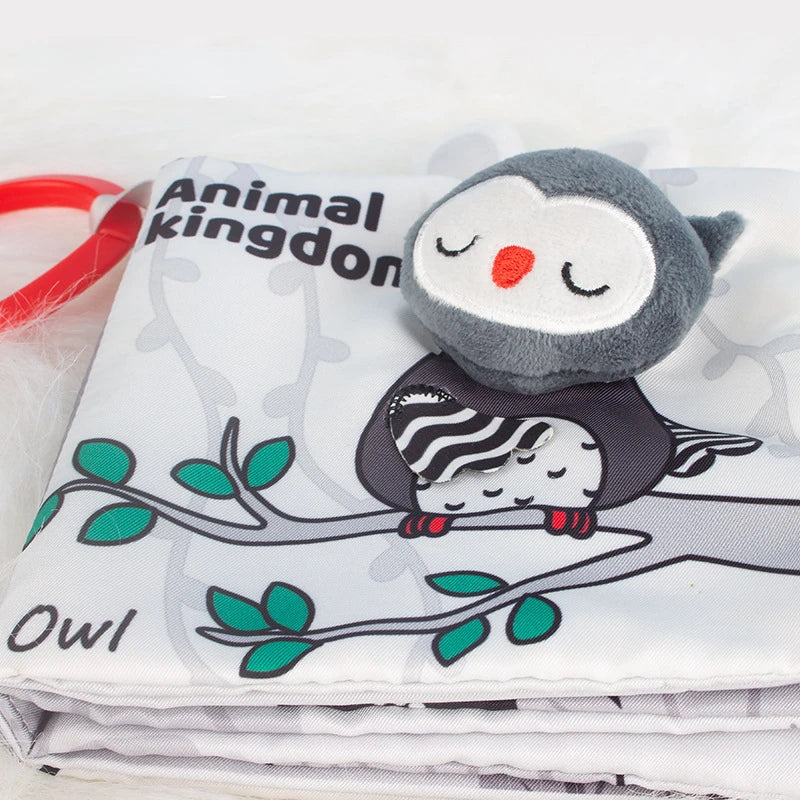 Infant Baby Cloth Book – Black and White Tail Book for Tactile Stimulation, Tear-Resistant for Ages 0–36 Months