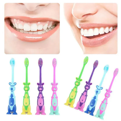 Kids Cartoon Toothbrush, Soft Bristles, Anti-Slide Handle, Stand-Up Bottom, Safe & Fun Oral Care