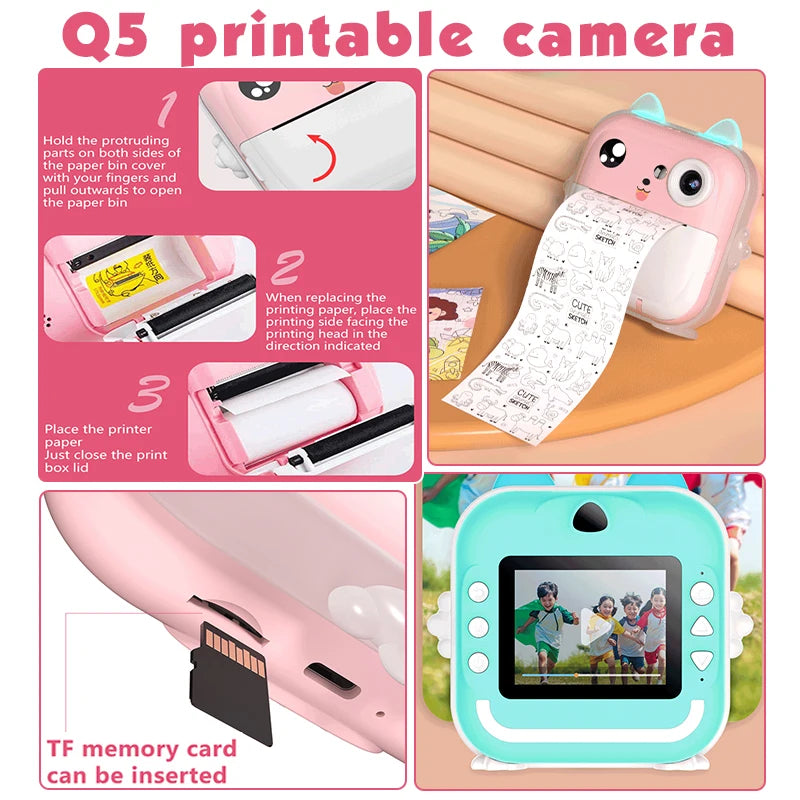 Children's 1080P HD Digital Camera with Instant Thermal Print, Photo and Video, Includes 32GB Memory Card