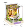 Mini DIY Wooden Dollhouse Kit 11.5 x 9 x 9 cm (4.5 x 3.5 x 3.5 in) - 3D Miniature House with Furniture & Dust Cover, Assembly Model Gift for Teens & Adults