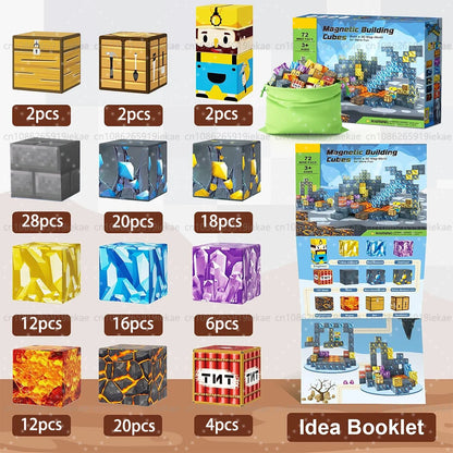 Magnetic Building Blocks – Mine World Cube Magnet Set for Kids Age 3+, DIY STEM Model, Best Montessori Sensory Toy for Children