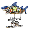 Mechanical Shark Building Blocks Set – Sea Life Model with Display Stand and Lights for Kids and Adults