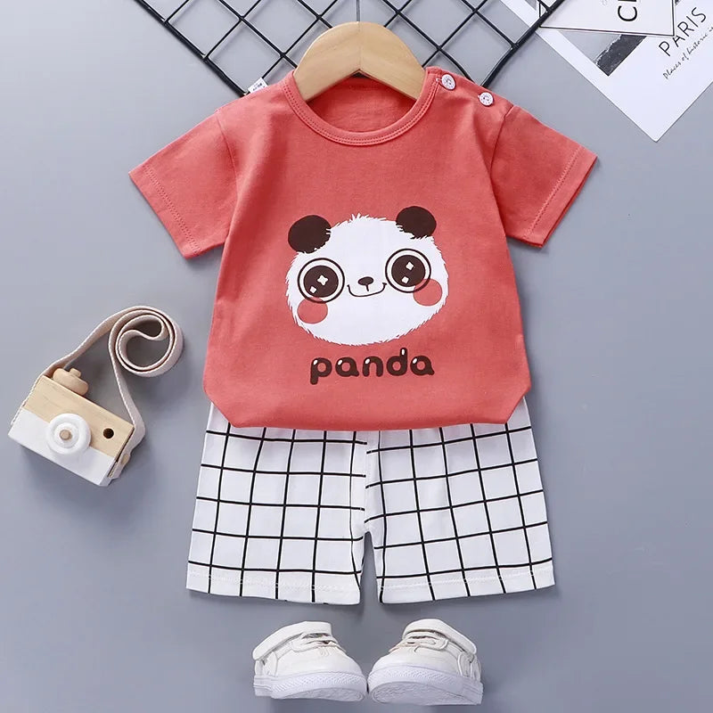 Summer Baby Clothes Set – Casual Baby Boy Clothing Set with T-shirt & Shorts – Kids Unisex Short Sleeve Sports Outfit – Infant Baby Girl Clothes