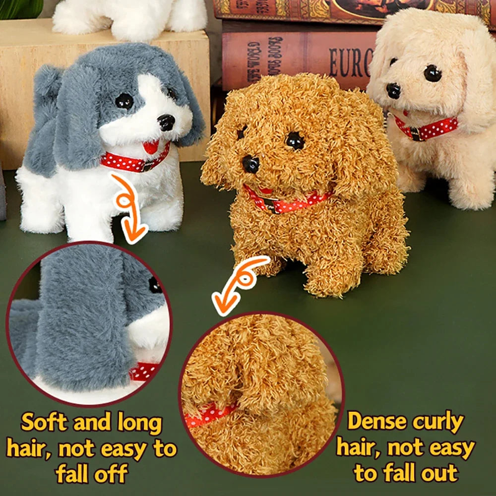 Walking, Barking Baby Toy Dog with Wagging Tail, Plush Interactive Electronic Puppy, Montessori Toy for Boys and Girls Christmas Gift