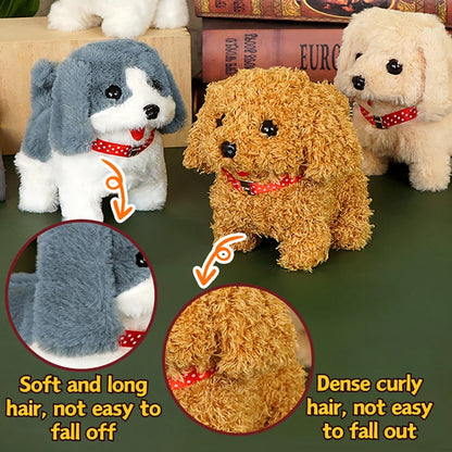 Walking, Barking Baby Toy Dog with Wagging Tail, Plush Interactive Electronic Puppy, Montessori Toy for Boys and Girls Christmas Gift