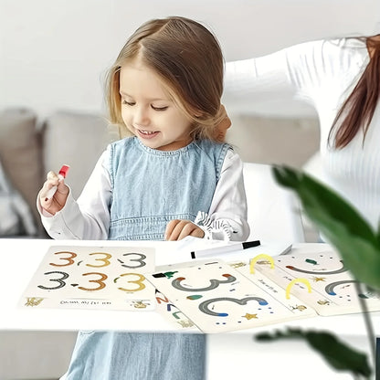 Reusable Pen Control Training Book for Children – Montessori Educational Magical Tracing Workbook for Calligraphy Practice