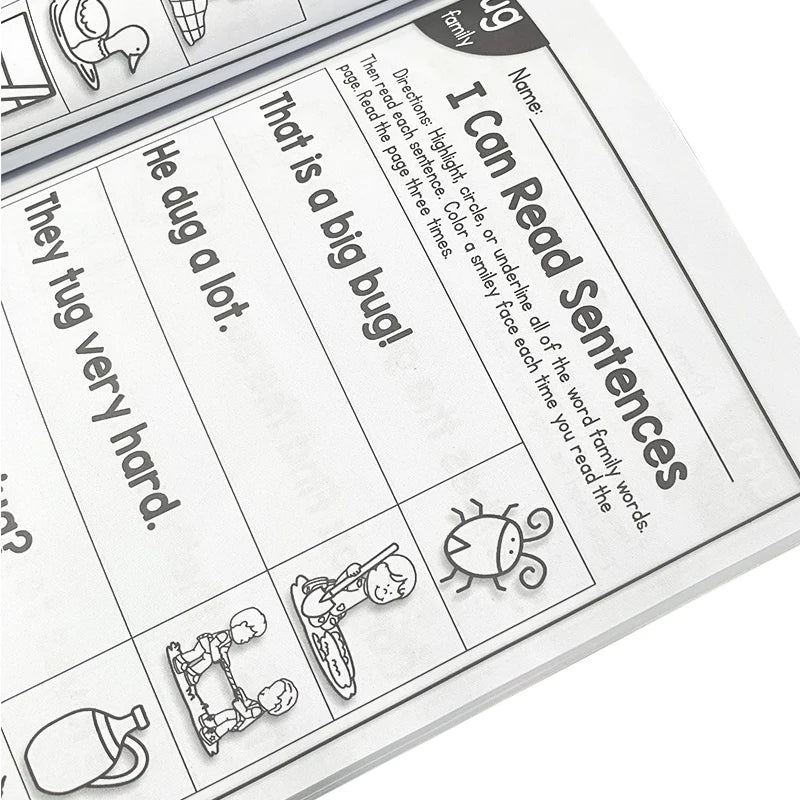 Kids English Phonics Exercise Book – I Can Read Sentences Educational Workbook for Children Montessori Teaching Aid