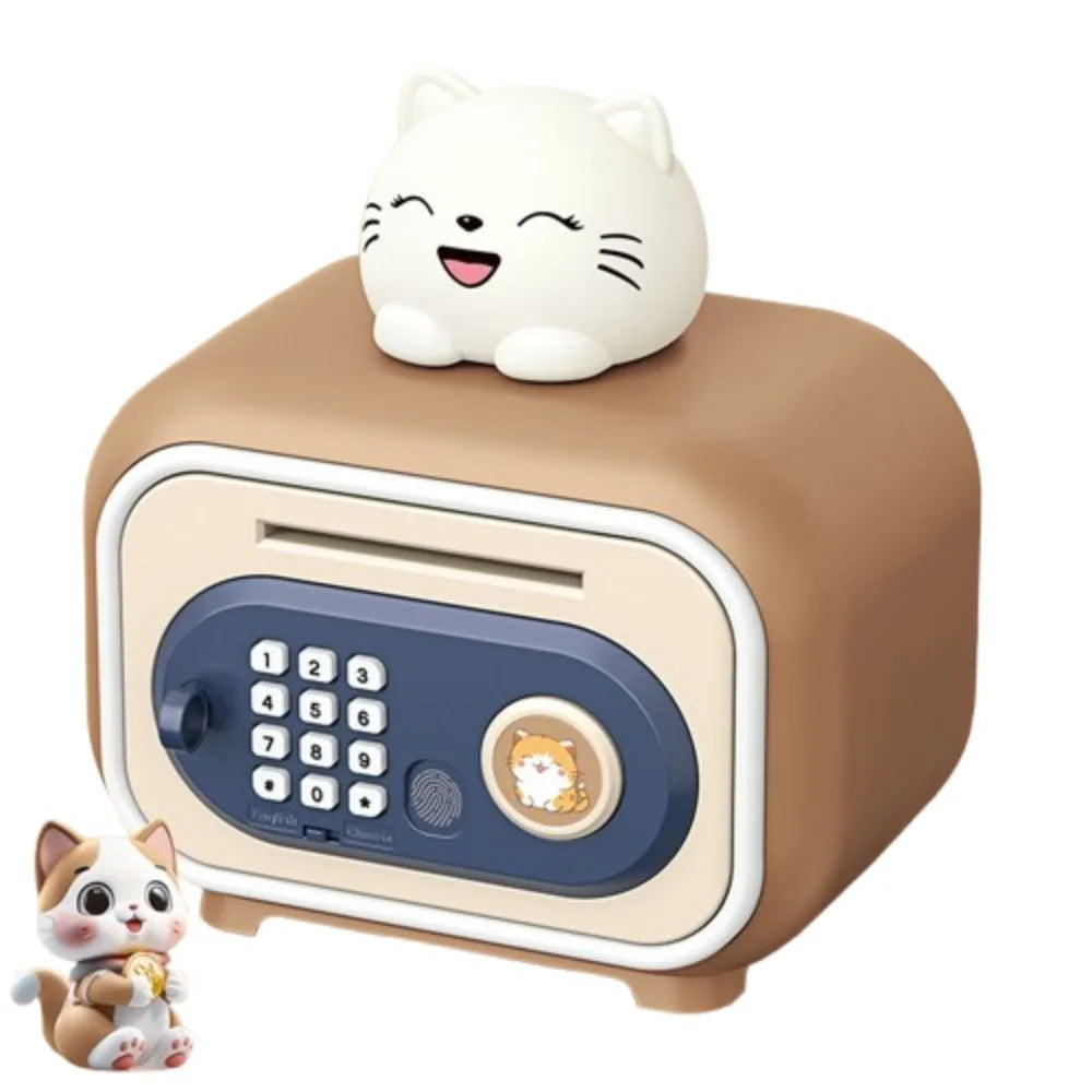 Password Lock Automatic Roll-Up Savings Bank Fingerprint Protected Voice Reminder Children's Cartoon Money Safe Box