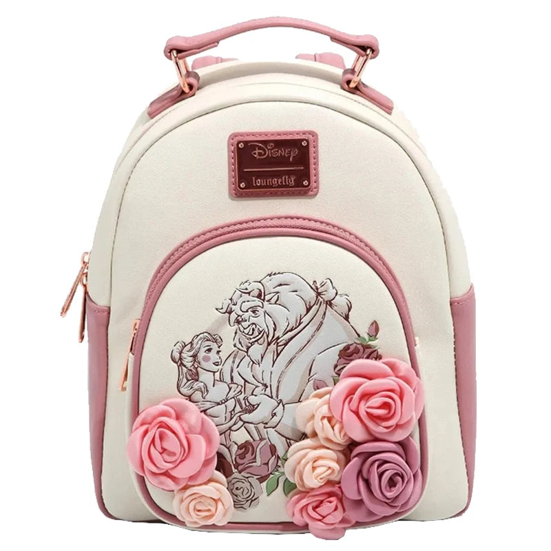 PU Leather Stitch Scrump Plush Mini Backpack – Beauty and the Beast Cogsworth Double Shoulder Bag